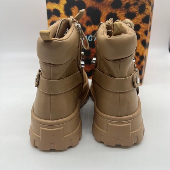 Lemonade Women Combat Boot Size 8M Rhinestone Strap Lace Up Textured Sole - Picture 9 of 14